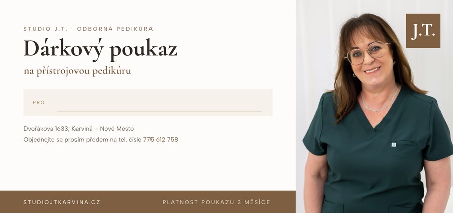 Celoroční dárkový poukaz Studia J.T. na přístrojovou pedikúru