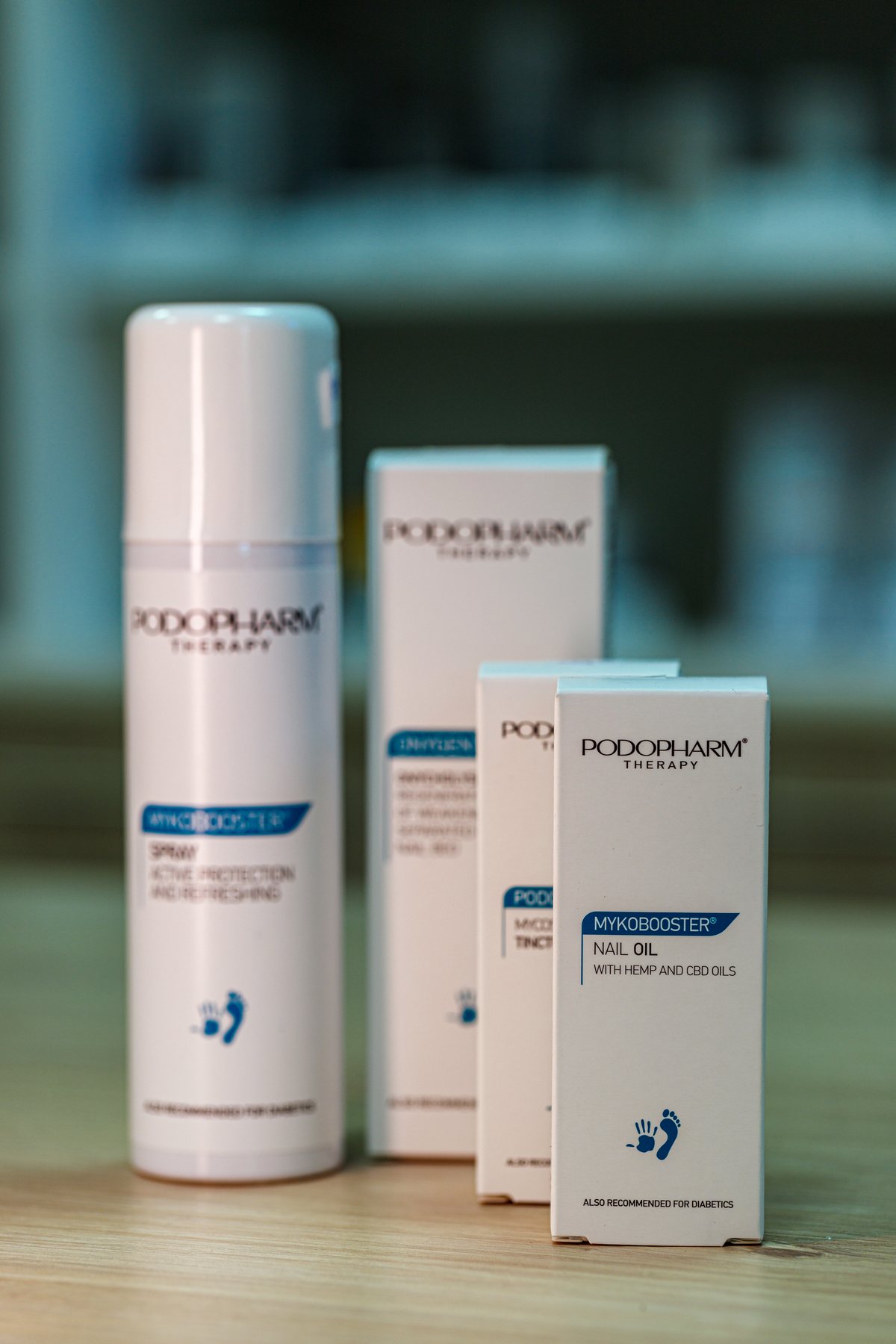 Přípravky Podopharm z řady Mykobooster, sprej a oleje na nehty
